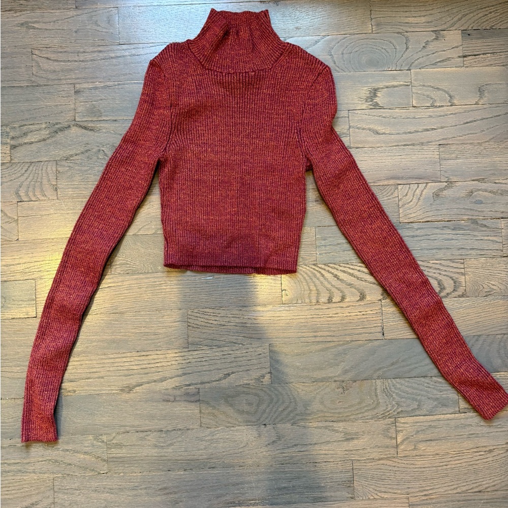 Zara Sparkles Red Turtleneck Sweater